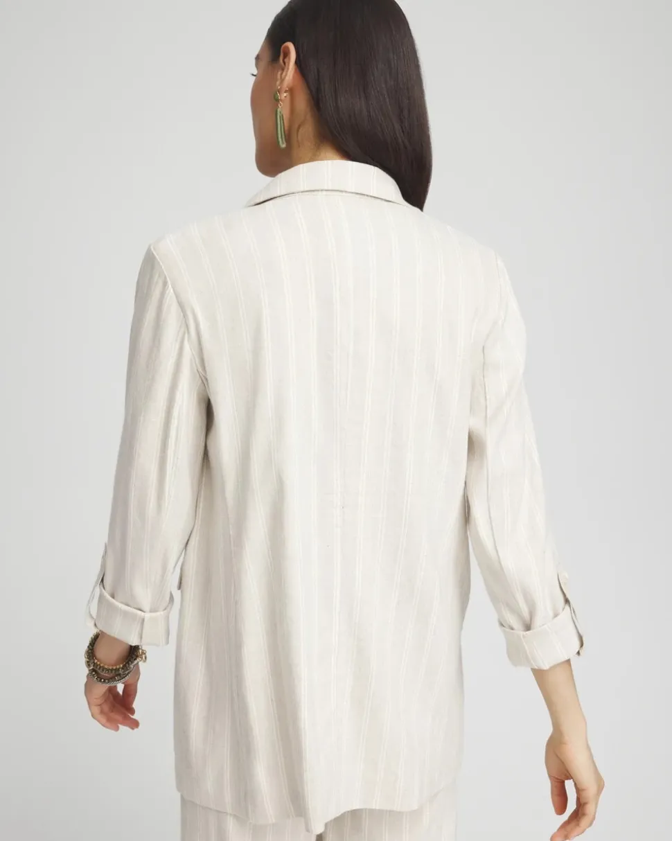Linen Blend Stretch Stripe Blazer