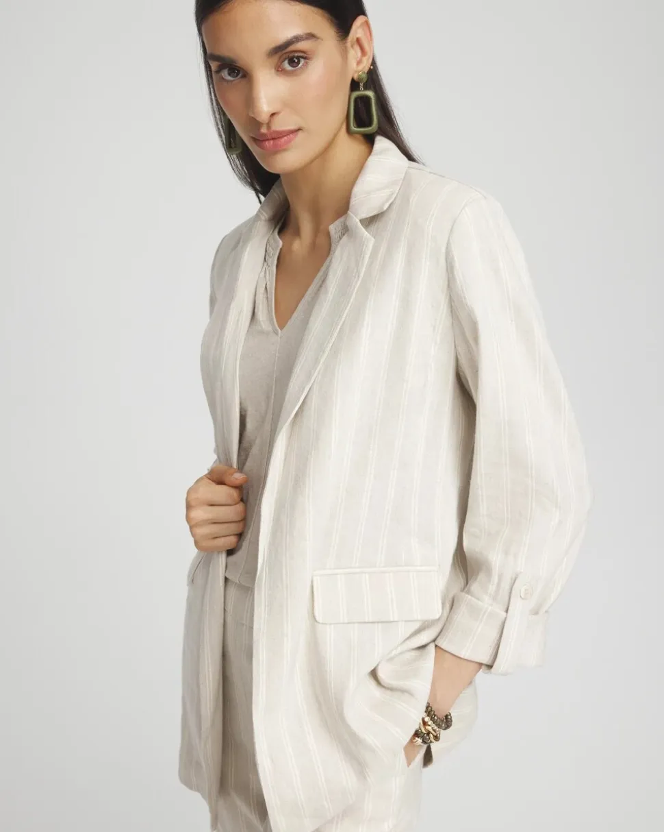 Linen Blend Stretch Stripe Blazer