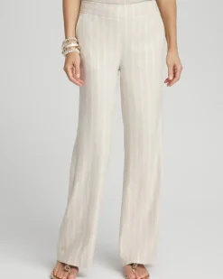 Linen Blend Stripe Flare Leg Pants