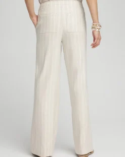 Linen Blend Stripe Flare Leg Pants