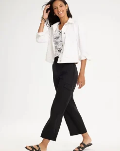 Linen-Blend Utility Wide Crop Pants