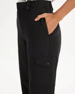 Linen-Blend Utility Wide Crop Pants