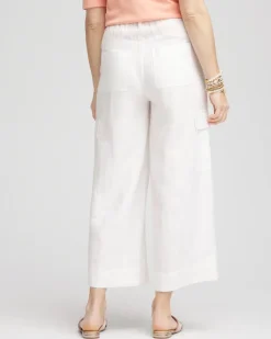 Linen Cargo Wide-Leg Cropped Pants