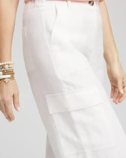 Linen Cargo Wide-Leg Cropped Pants