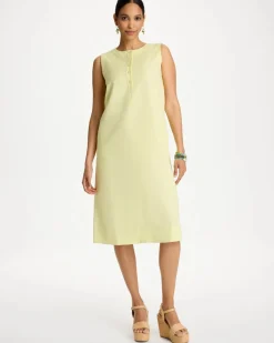 Linen-Cotton Henley Dress