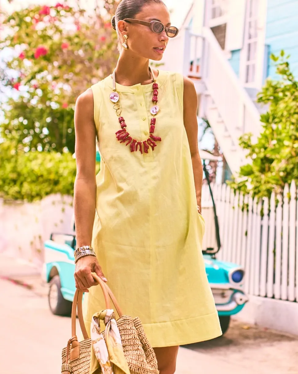 Linen-Cotton Henley Dress