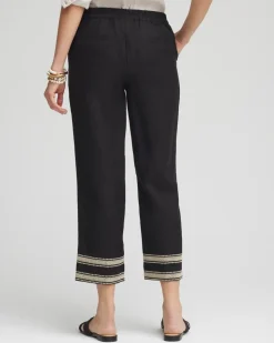 Linen Elastic Waist Cropped Pants