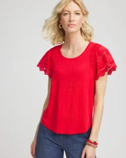 Linen Embroidered Lace Tee