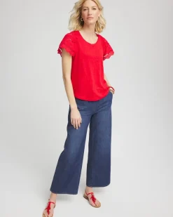 Linen Embroidered Lace Tee