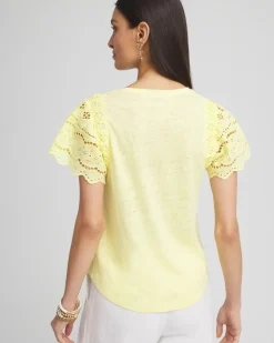 Linen Embroidered Lace Tee