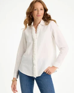 Linen Flower Embellished Blouse