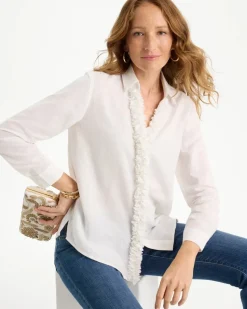 Linen Flower Embellished Blouse