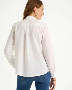 Linen Flower Embellished Blouse
