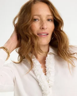 Linen Flower Embellished Blouse