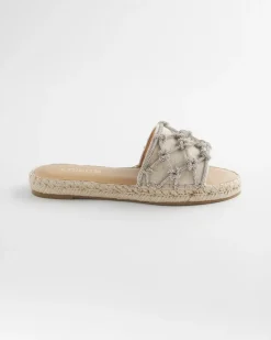 Linen Knotted Espadrille Slides