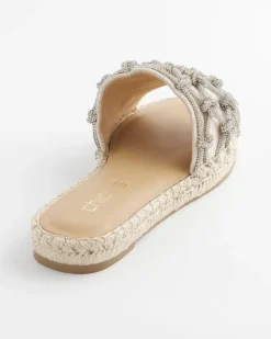 Linen Knotted Espadrille Slides