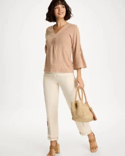 Linen Pleated Pintuck Tee