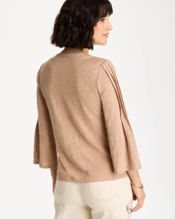 Linen Pleated Pintuck Tee