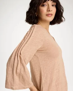 Linen Pleated Pintuck Tee
