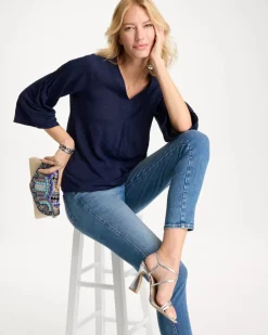 Linen Pleated Pintuck Tee