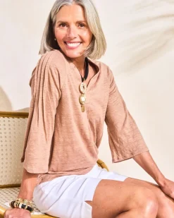 Linen Pleated Pintuck Tee