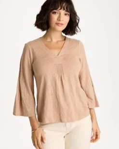 Linen Pleated Pintuck Tee