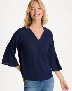 Linen Pleated Pintuck Tee