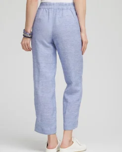 Linen Pull On Waist Cropped Pants