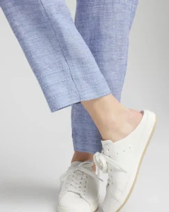 Linen Pull On Waist Cropped Pants