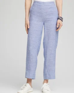Linen Pull On Waist Cropped Pants