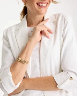 Linen Roll Sleeve Blazer