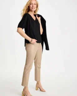 Linen Ruched V-Neck Tee