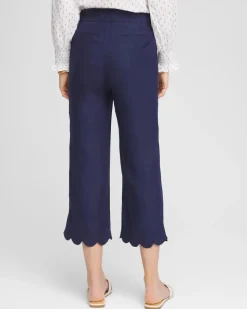 Linen Scallop Hem Crop Pants