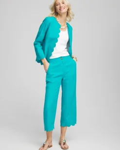 Linen Scallop Hem Crop Pants