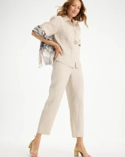 Linen Straight Tapered Ankle Pants