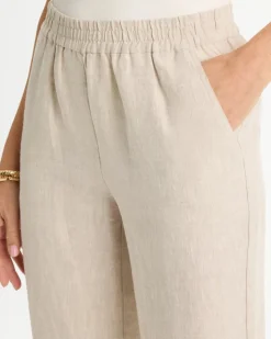 Linen Straight Tapered Ankle Pants