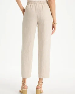 Linen Straight Tapered Ankle Pants