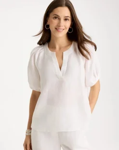 Linen Trapunto Popover Top