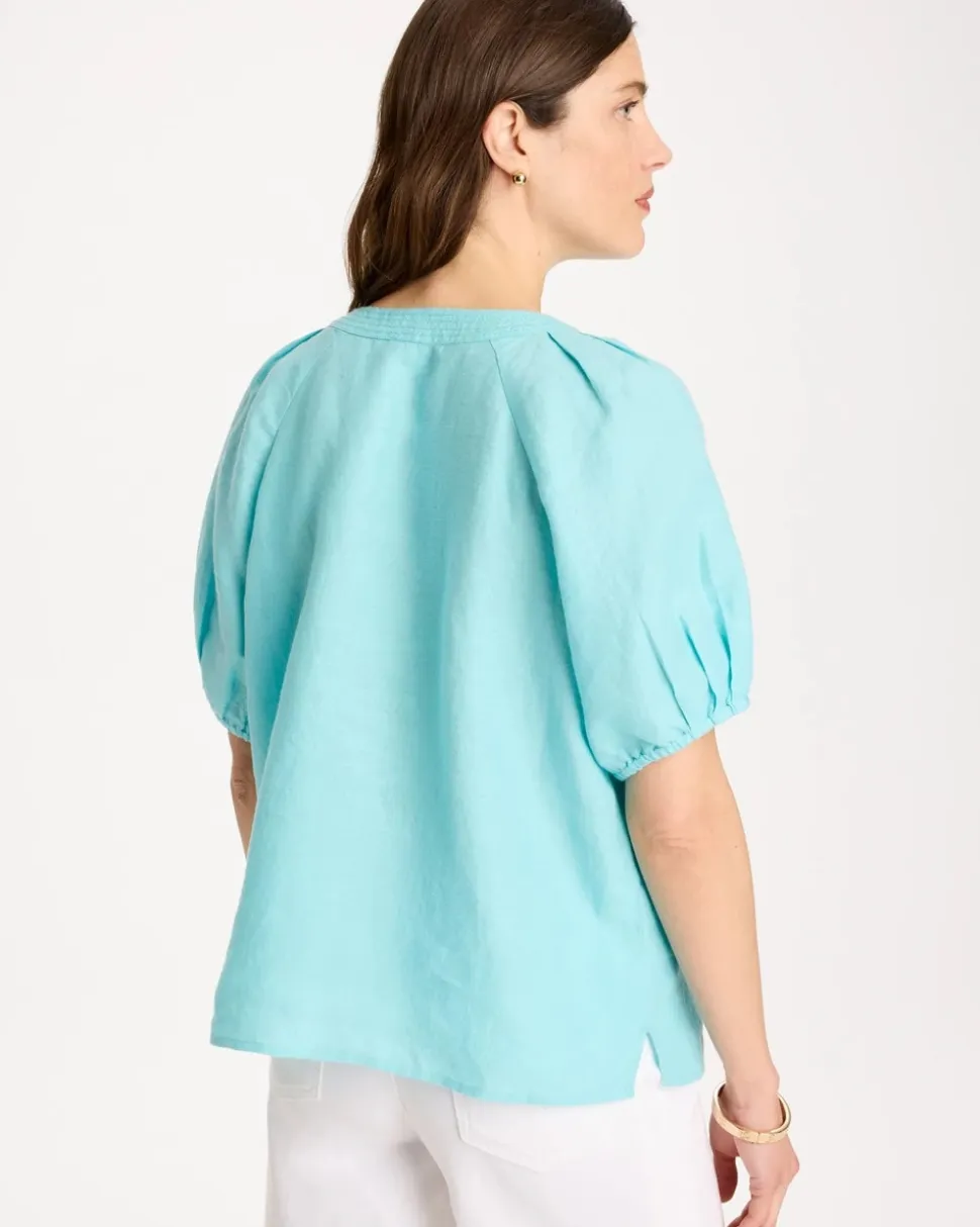 Linen Trapunto Popover Top