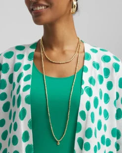 Long Goldtone Seed Bead Necklace