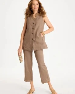 Long Linen Sleeveless Vest