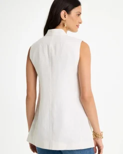 Long Linen Sleeveless Vest