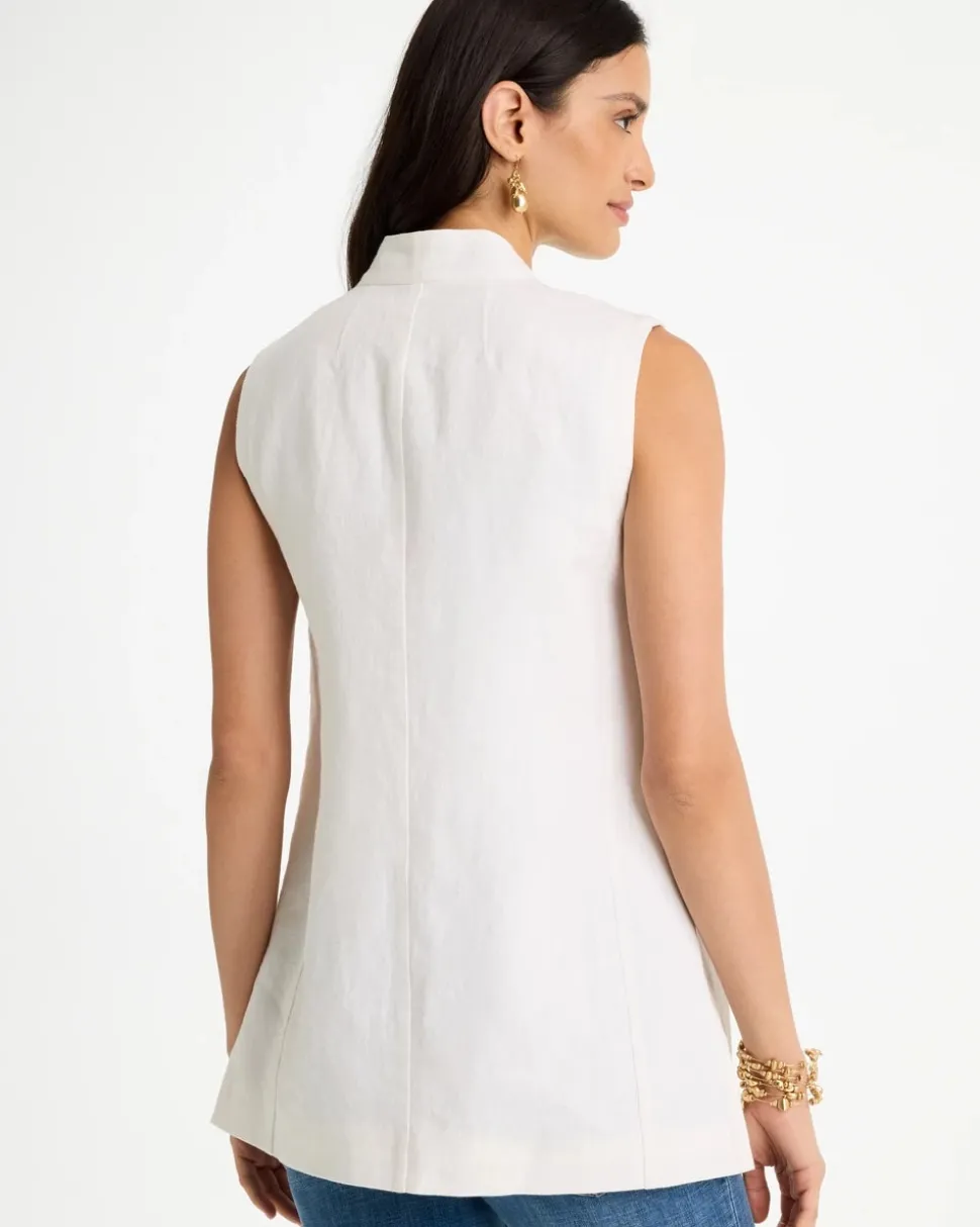 Long Linen Sleeveless Vest