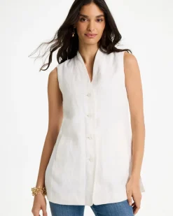 Long Linen Sleeveless Vest