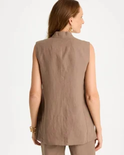 Long Linen Sleeveless Vest