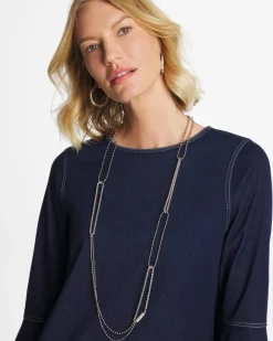 Long Silver Ball Chain Single Strand
