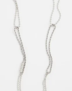 Long Silver Ball Chain Single Strand