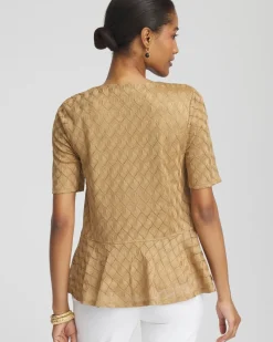 Metallic Crochet-Lace Peplum Tee
