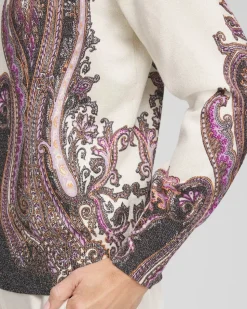 Metallic Paisley Pullover Sweater