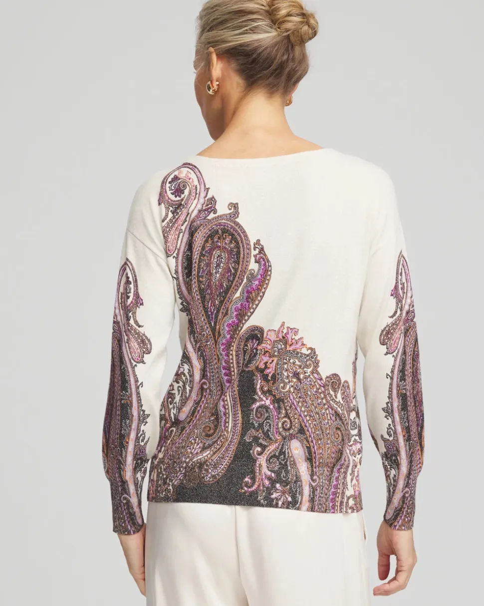 Metallic Paisley Pullover Sweater